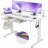55 Inch Home Office Wireless Charging Glass Standing Desk With USB and Type-C
