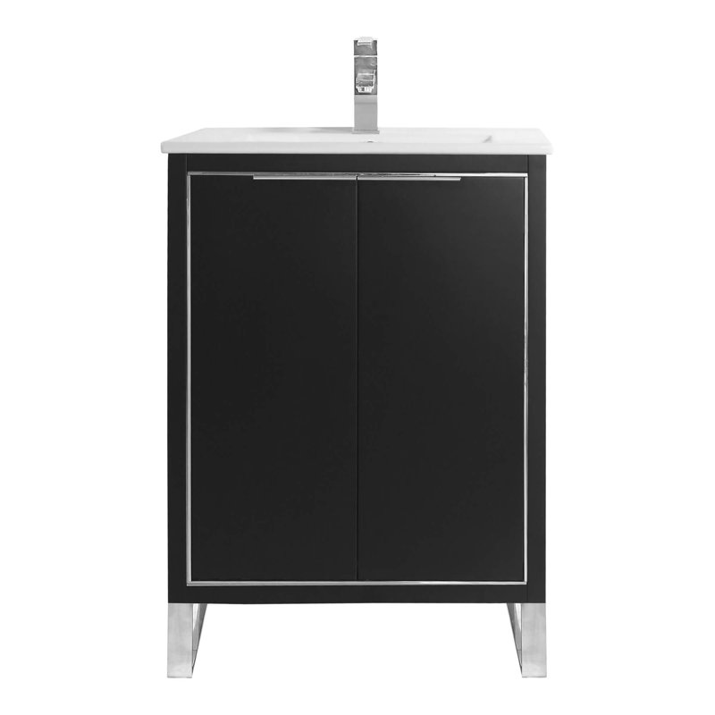 24'' Single Bathroom Vanity Set, Matte Black, Chrome