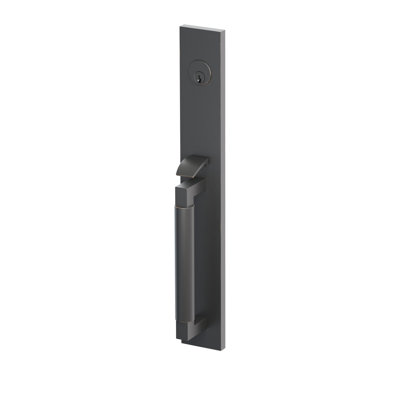 Emtek SELECT F13, Ensemble de poignées à mortaiser pleine longueur, entraxe de 2-3/4", tige extérieure en L, poignée lisse ; tige intérieure conique, bouton vert marbré, bronze huilé, droitier