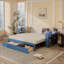 Lit de jour avec bureau amovible, tiroirs de rangement et table d'appoint hydraulique-168058201-168058534