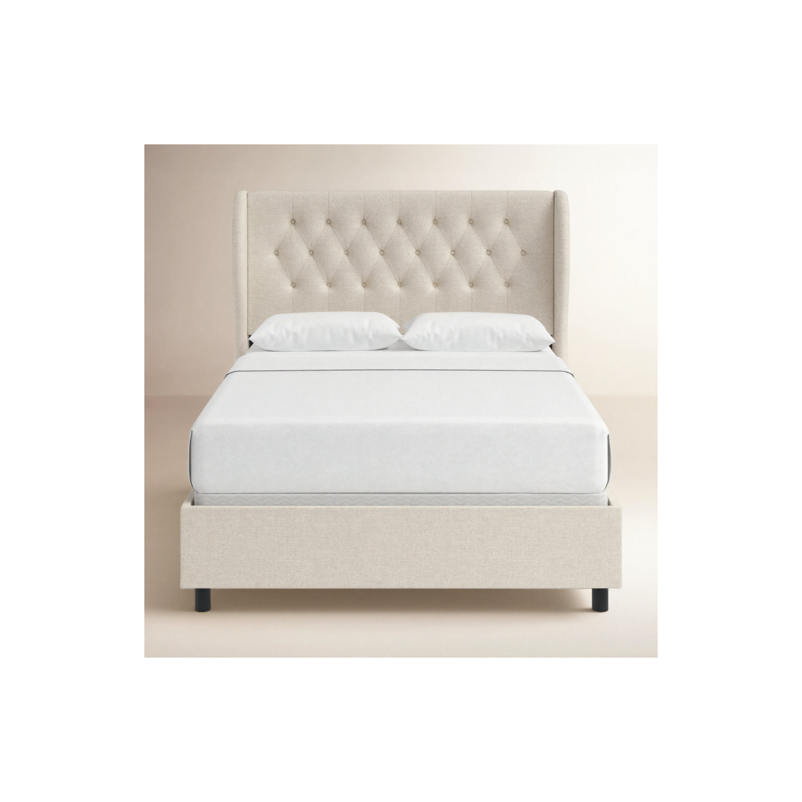 Tomey Upholstered Wingback Bed, Queen, Classic Black Performance Velvet