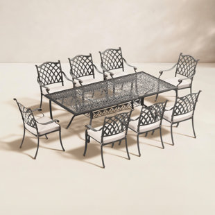 Amechi 86.4'' Rectangular 8 - Person Outdoor Dining Set with Cushions