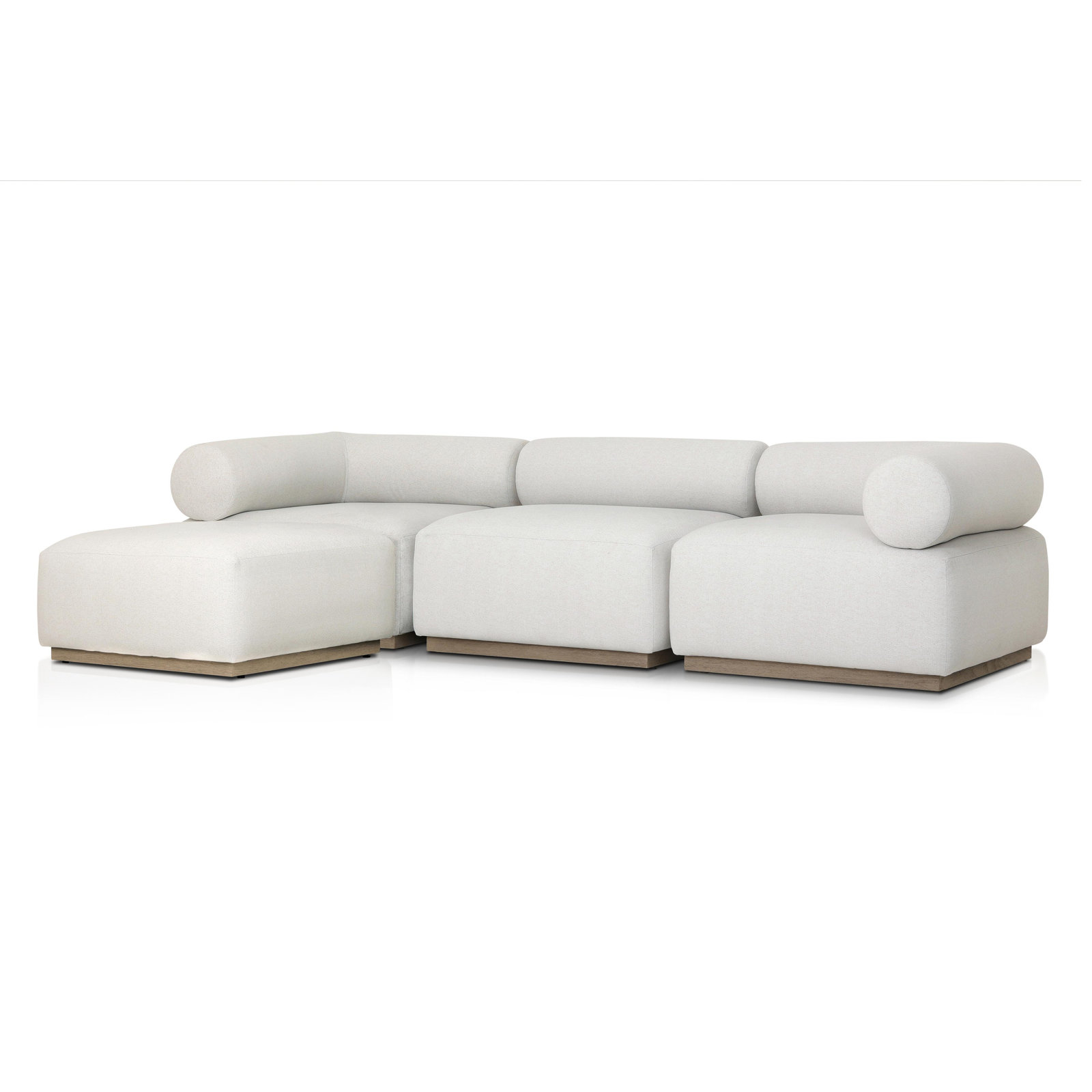 Anat Modular Upholstered Chaise L-Sectional, Cream Polypropylene/Olefin