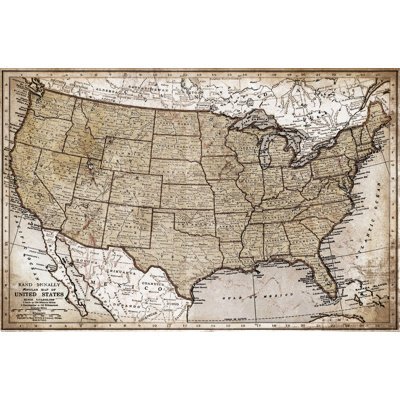 Vintage School Us Map 1 Piece Wrapped Canvas Painting