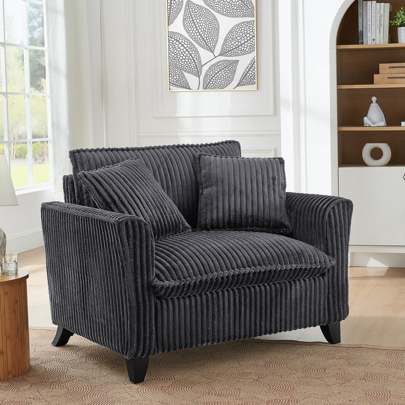 Fauteuil Lazy, fauteuil confortable pour une personne, avec dossier et coussin de siège moelleux, avec accoudoirs des deux côtés, convenant au salon et à la chambre à coucher - gris