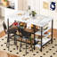 Îlot de cuisine avec sièges et rangement, table bistro et chaises, ensemble de 2 avec 5 tablettes, petite table de bar moderne et 2 tabourets rembourrés en polyuréthane avec dossiers pour les petits espaces-652573669