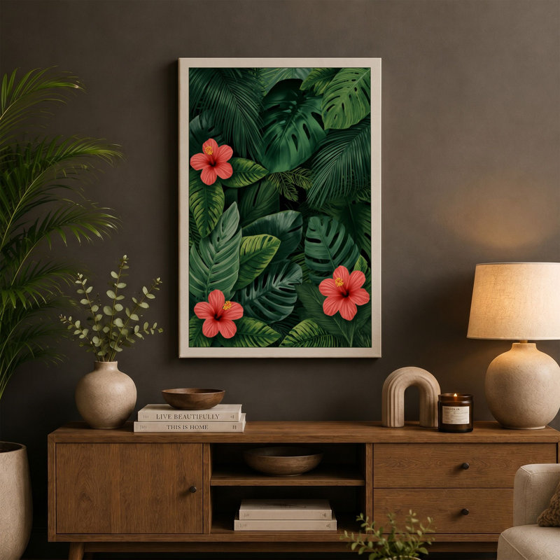 Garden Blooms Tropical - Wrapped Canvas, Cream Border, 18x12 - 45.7 x 30.5 cm