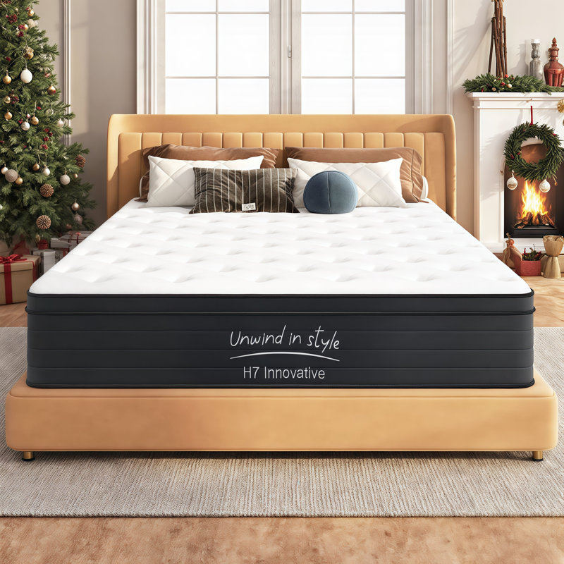  LUMERIS 12" Medium Firm Hybrid Mattress with Individually Pocketed Coils, Memory Foam, Motion Isolation & Breathable Cooling Comfort
