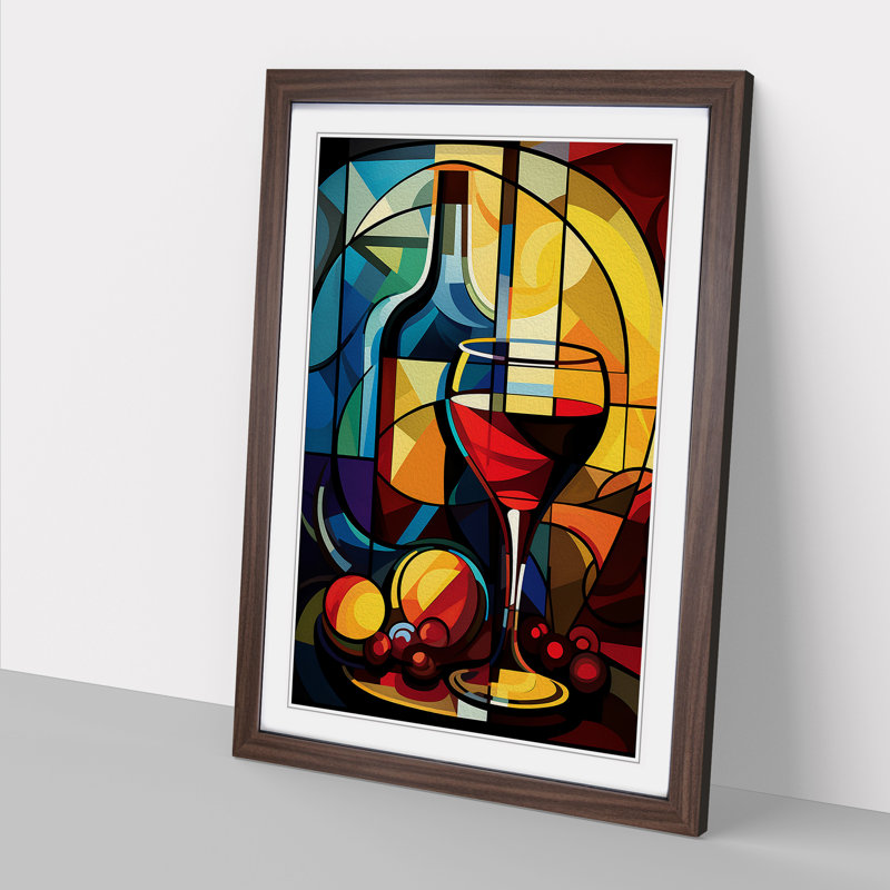 Wine Constructivism Art - Framed Print, Walnut, 34cm H x 25cm W x 2cm D