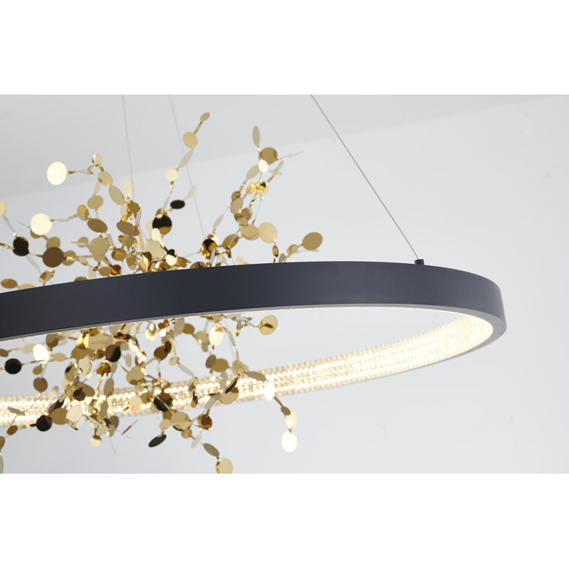 Ayreonna - Modern LED Round Confetti Chandelier, Sand Black