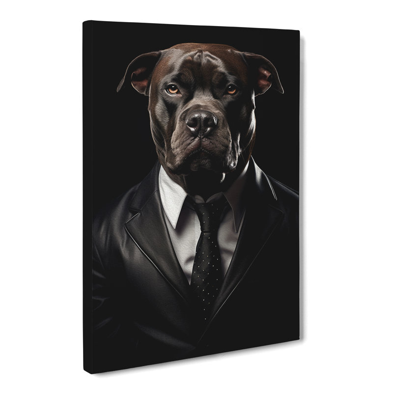 Staffordshire Bull Terrier Dadaism No.2 - Wrapped Canvas, 50cm H x 35cm W x 3cm D