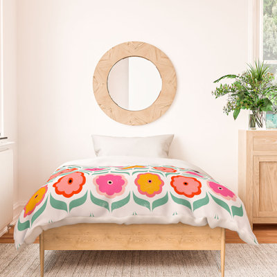 Ensemble de housse de couette en coton standard rouge / jaune / rose Showmemars