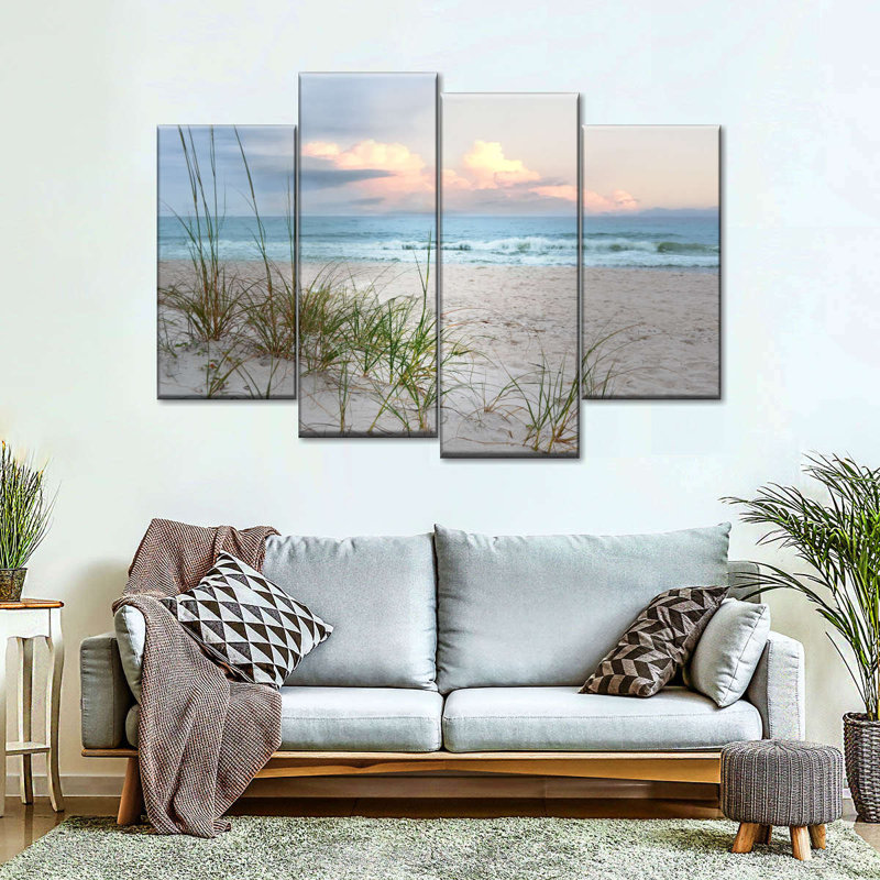 «Sandy Beach Beach Driftwood», impression sur toile 4 pièces, H 32 po x l 52 po x P 1,25 po