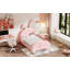 Lit princesse rose en forme de lapin avec lit plateforme, tête de lit et pied de lit-891396060
