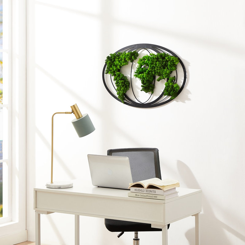 Striking Moss World Map - For Decorative Appeal Exquisite Metal Iron Use