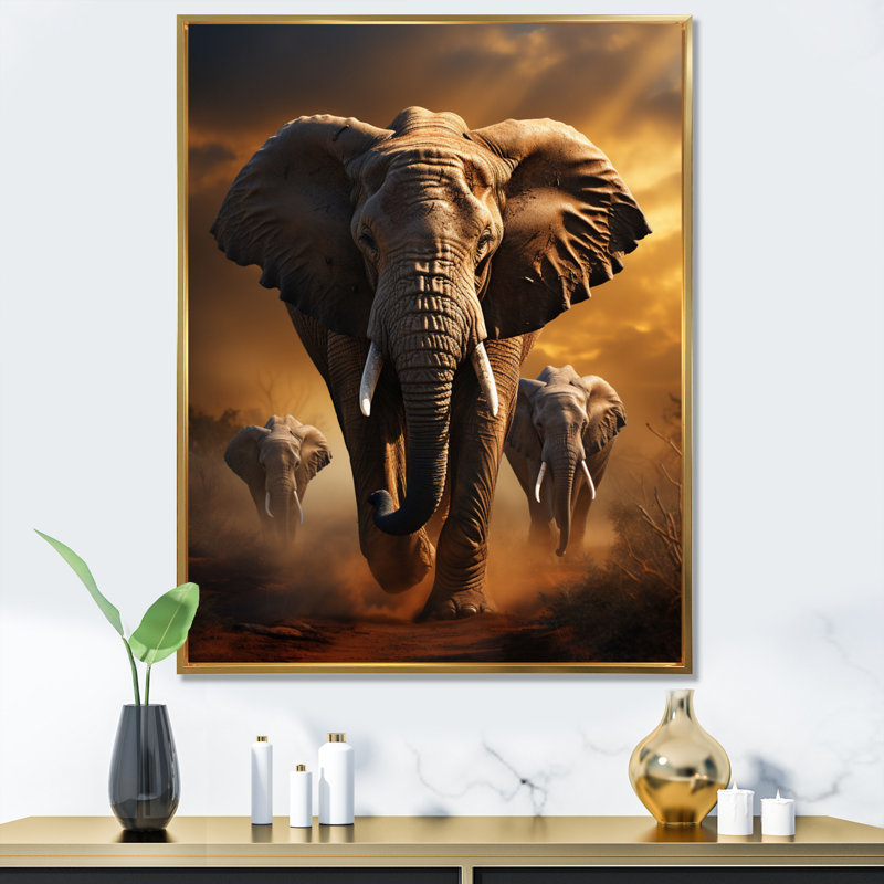 Éléphant chuchotant Izzibella d'Afrique III - impression, H 40 po x l 30 po x P 1,5 po, Cadre flottant doré