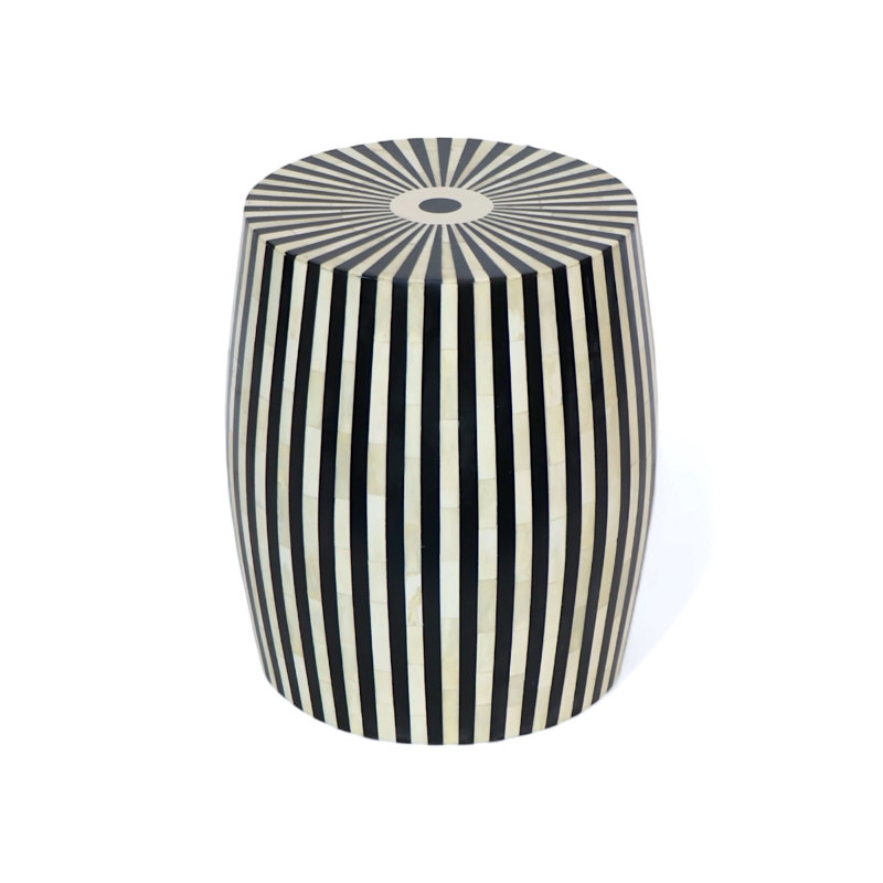 Striped Table/ Stool- Black, White/Black