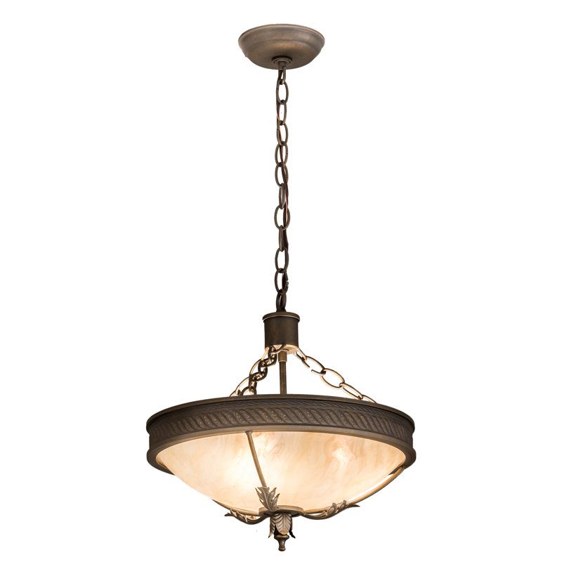 French Bronze 3-Light Globe Pendant with Glass Shade