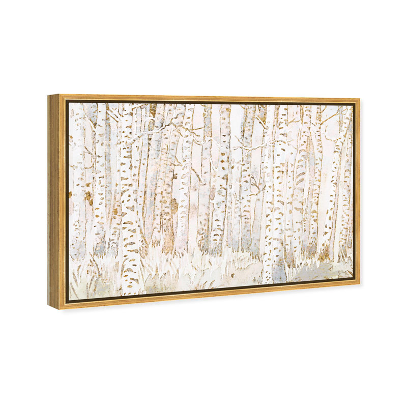 Oliver Gal Aspen Trees Lanscape - Heavy Gel Top Coat Framed Canvas Art, 25" H x 37" W, Gold