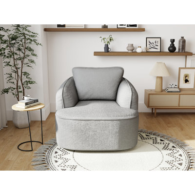 36" Chenille Swivel Barrel Accent Chair With 360° Rotation – Plush Upholstered Cushion, No-Assembly For Living Room, Bedroom, Apartment