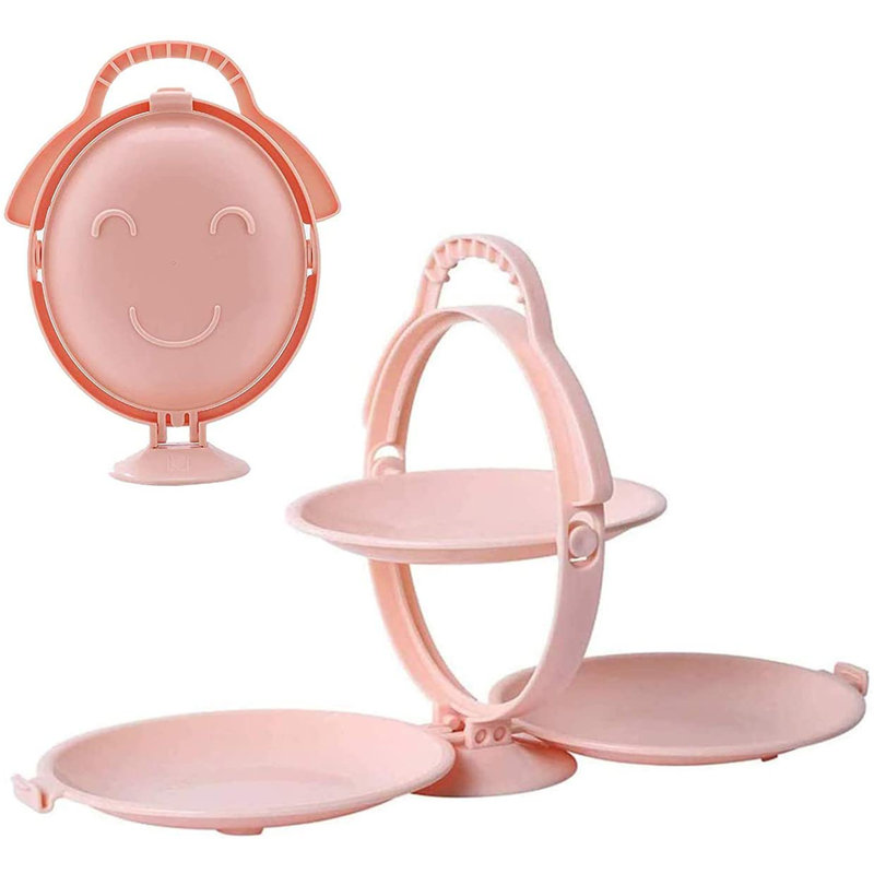 Assiette à fruits pliable à 3 plis, assiette à bonbons, assiette à fruits en plastique, Rose