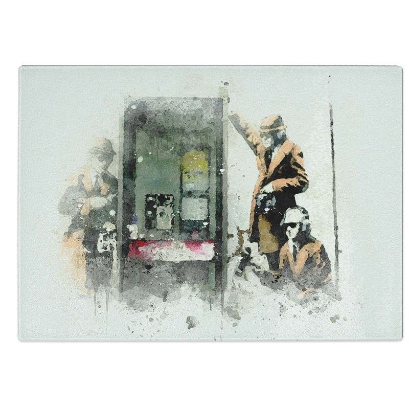 Glass Gchq Government Spies by Banksy Chopping Board, 28.5 cm W x 20 cm L