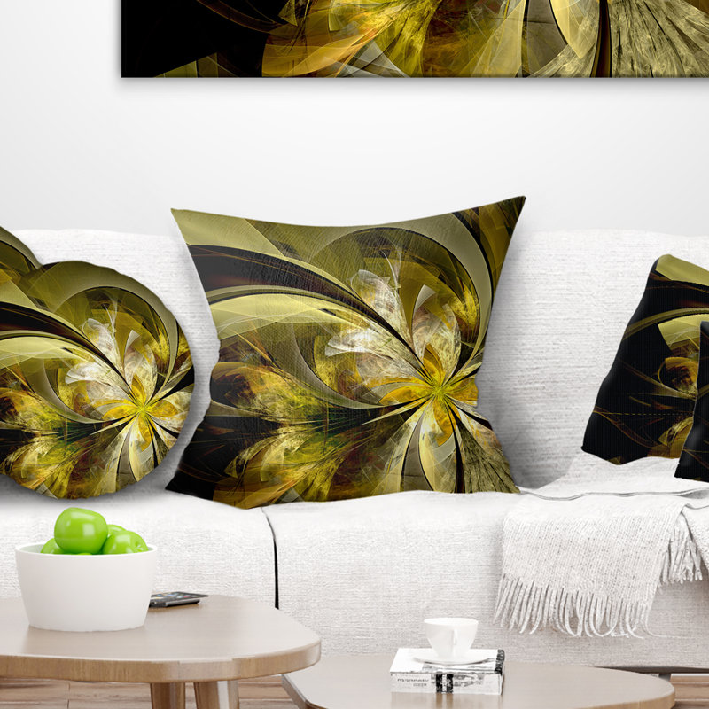 Coussin de conception floral fractal, 18 po x 18 po, Coussin décoratif