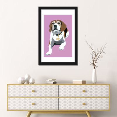 « beagle on rose » par julie ahmad, reproduction d’impression sur toile tendue