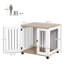 Mobilier de cage pour chien, chenil pour table d'appoint, table de bout avec porte verrouillable pour petits et moyens chiens, brun noyer