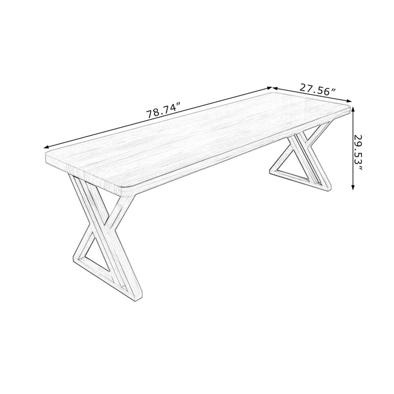 Light brown Rectangular Solid Wood Writing desk, 29.53"H*78.74"W*27.56"D