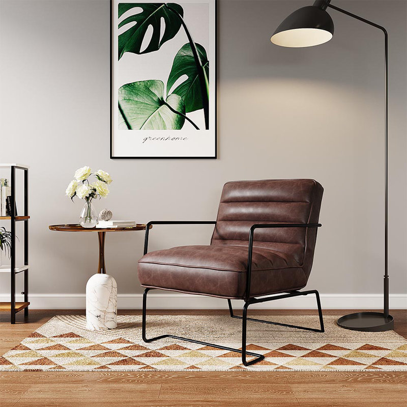  Fierros 62Cm W Faux Leather Armchair, Brown