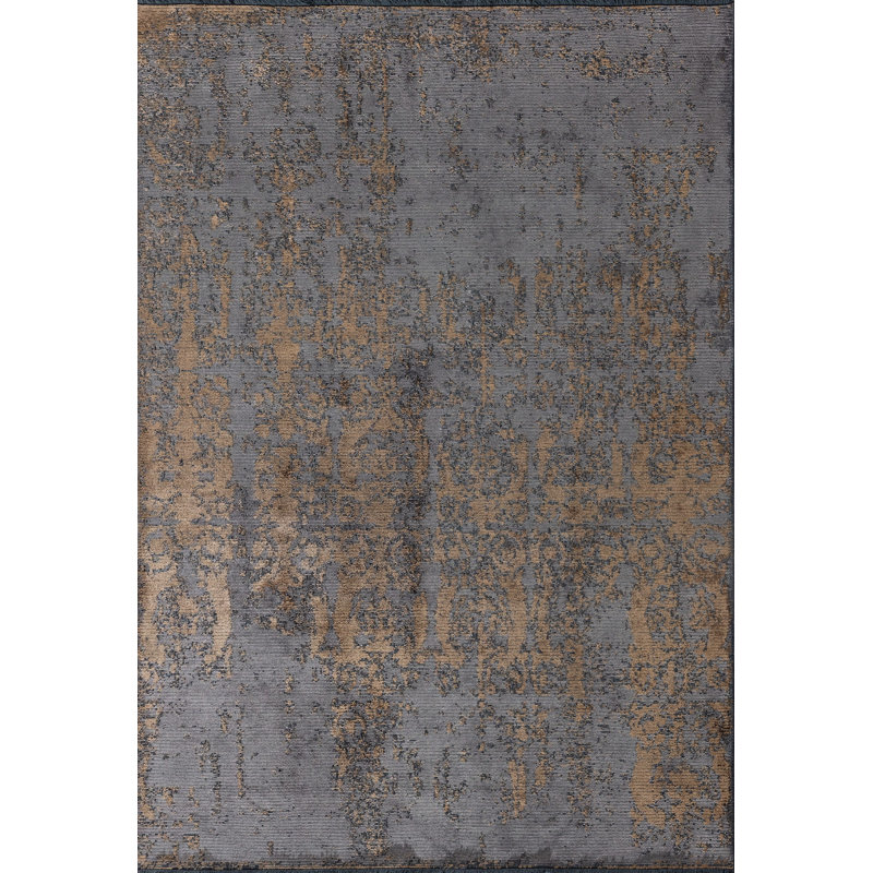 Rapture Gray Brown Damask Luxury Area Rug, Rectangle 7'10" x 11'2"