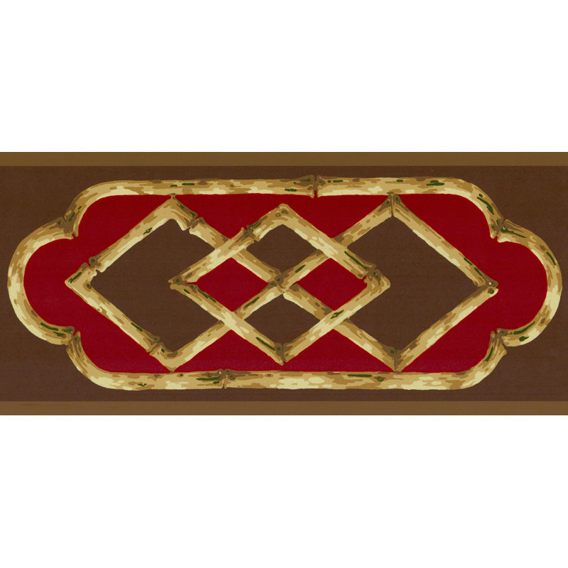 Bordure de papier peint pré-moulé - brun abstrait, motif mural rouge rétro, 15 pi X 5,5 po