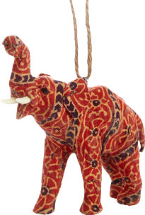 Handmade Paper Mache Elephant Christmas Ornament -  Arcadia Home, OJ5ER