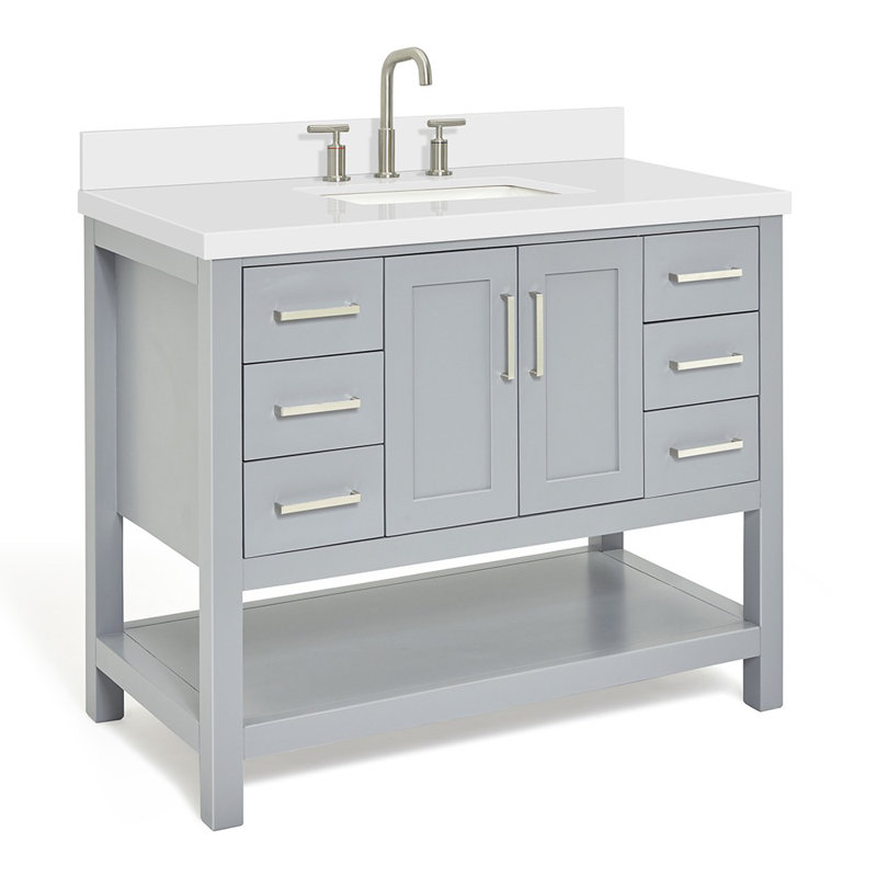 Ensemble de meuble-lavabo simple 43 po Moille, Gris, Forme rectangulaire