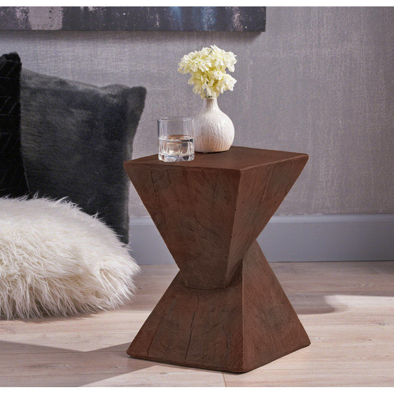 GEOMETRIC MGO SIDE TABLE,, Dark Brown Wood