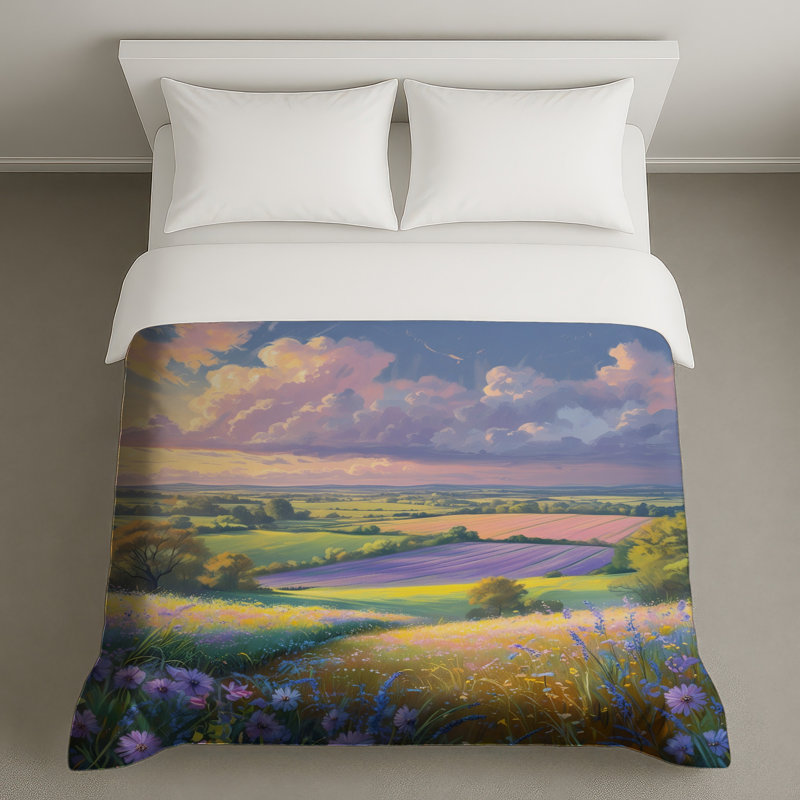 Housses de couette Vibrant Countryside Landscape, Très grand lit