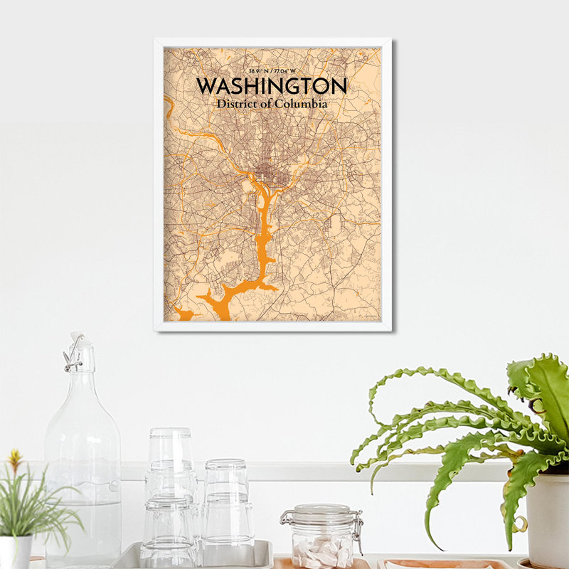 Washington - impression sur toile tendue, Orange / or pâle, 36" H x 24"W