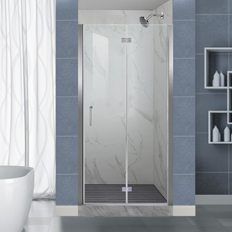 36-37.9 in. W x 72 in. H Frameless Bi-fold Shower Doors with Clear SGCC Tempered Glass, Chrome