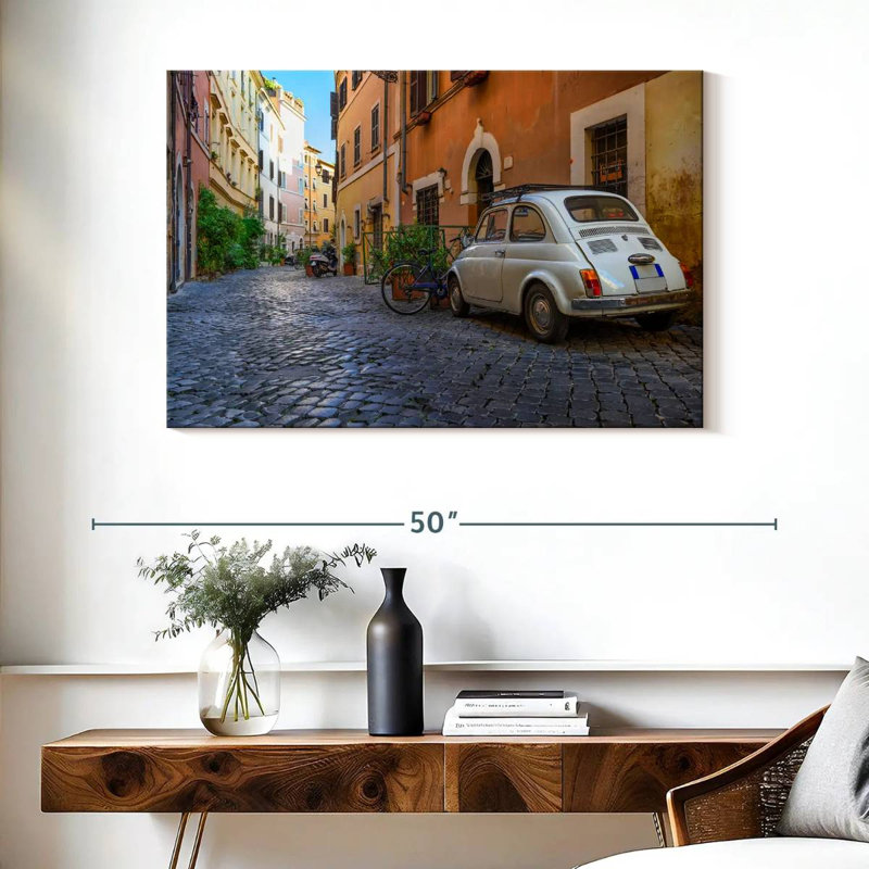 Rue pavée Sireci à Rome, H 26 po x l 39 po