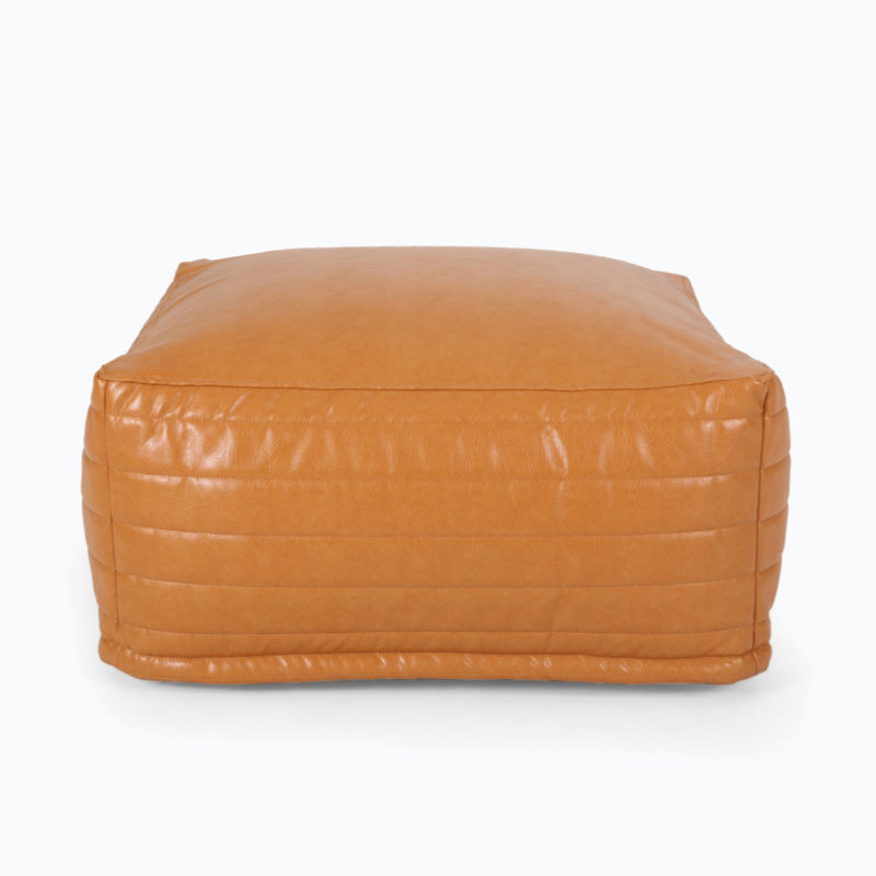 Faux Leather Classic Bean Bag, Caramel Faux Leather