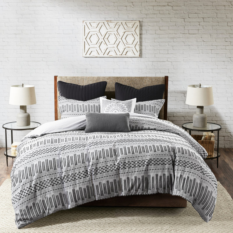 Literie pour lit très grand / très grand en coton avec attaches intérieures et taies décoratives assorties