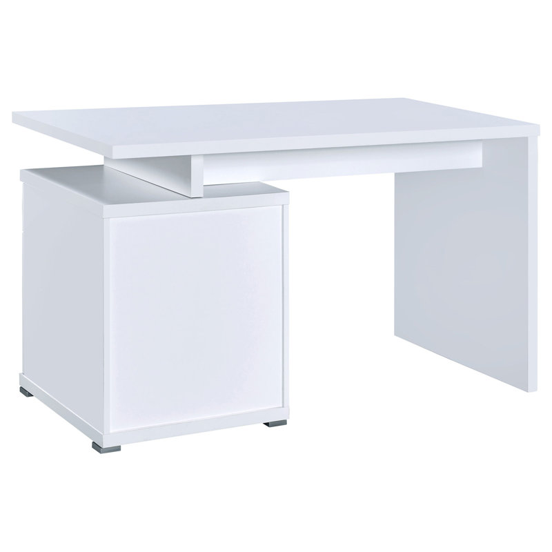 Bureau réversible blanc à 2 tiroirs, 29.5" H x 47.25" W x 23.5" D