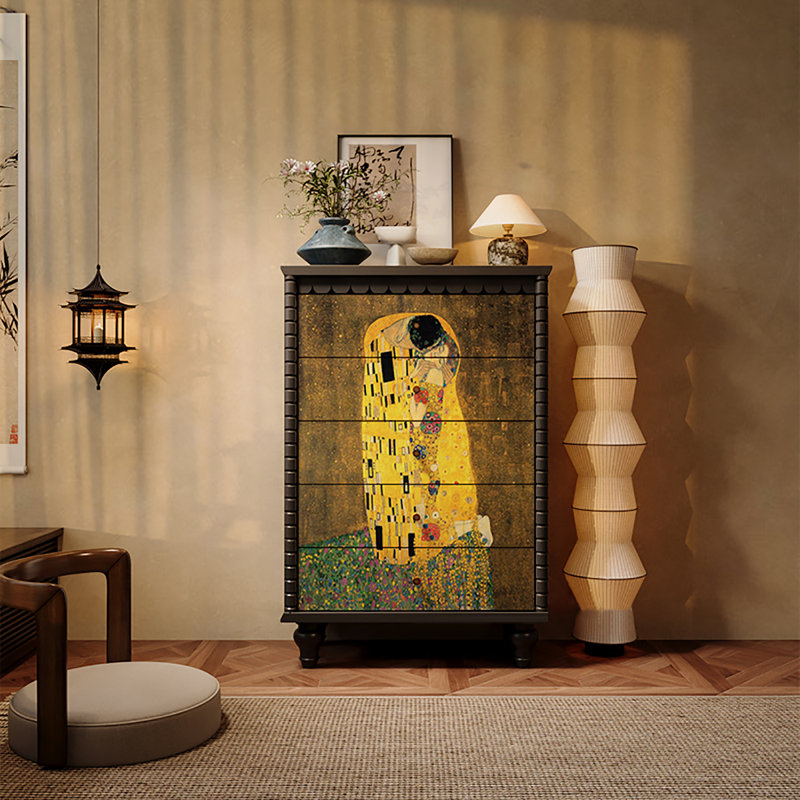 Armoire de rangement multifonctionnelle rétro art, Noir