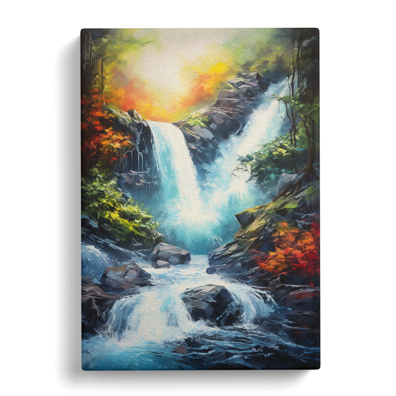 Waterfall Action Painting - Wrapped Canvas, 60cm H x 40cm W x 3cm D