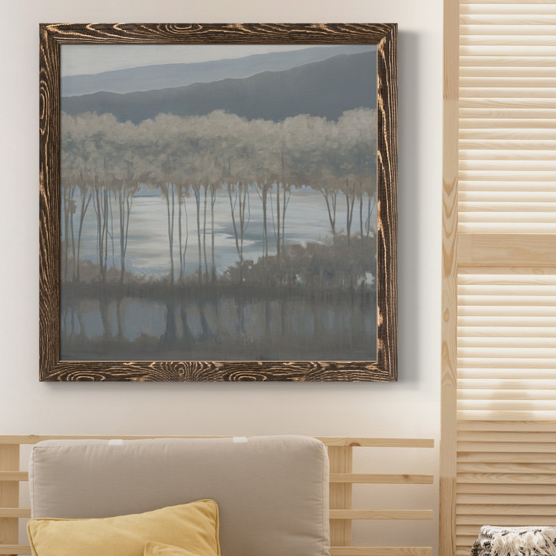 Imprimé, H 27,5 po x l 27,5 po x P 1,5 po, Encadré de bois de noyer