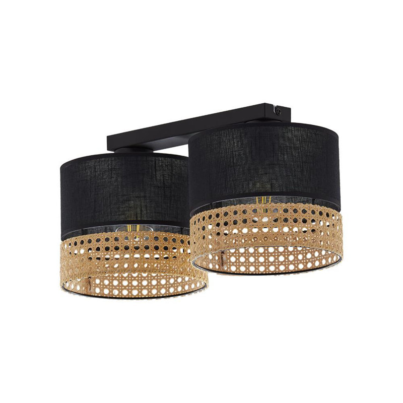 Barnabus Flush Mount, Black, Black/Natural