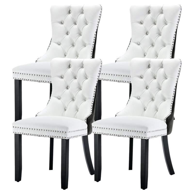 Chaise de salle à manger Kenta, Noir, Blanc noir