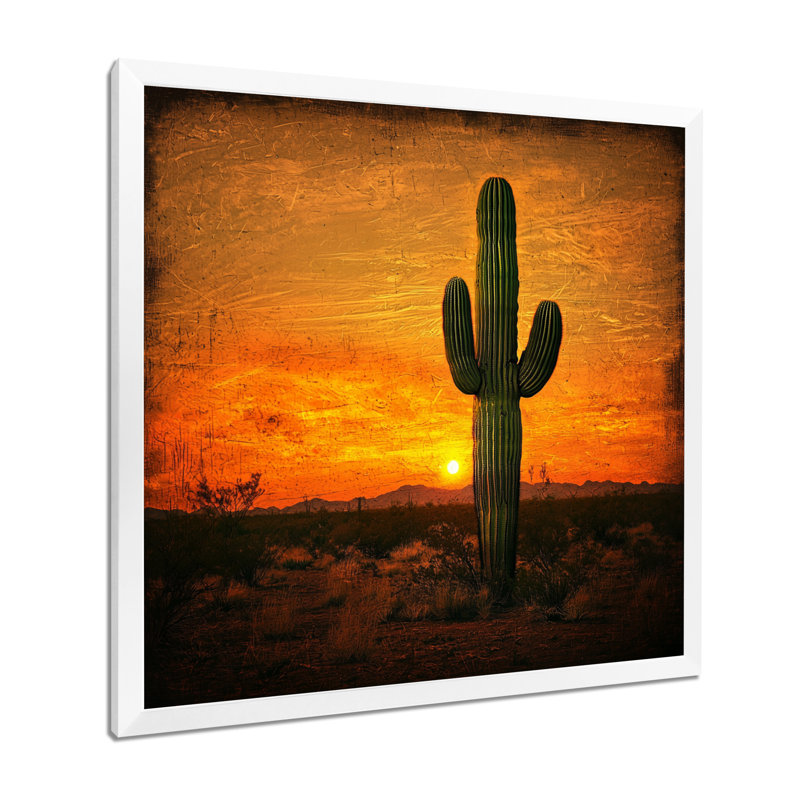 Décoration murale Marguery «Cactus in the Desert Glow I» - cactus, H 30 po x l 30 po, Reproduction encadrée d'une seule photo