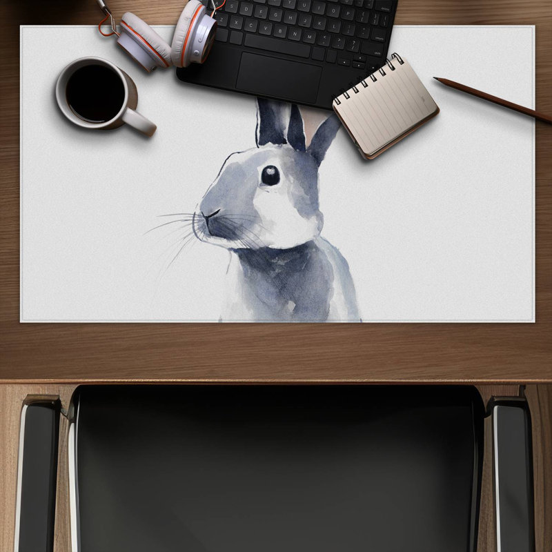 Gray curious rabbit - 14.00"x24.25" Desk mat